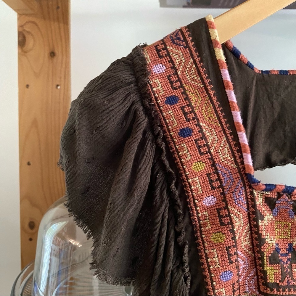 Free People Brown Embroidered Day Glow Mini Dress Small - Picture 8 of 16